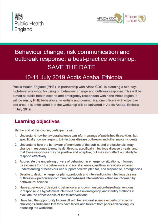 Behaviour change risk communication best practice workshop