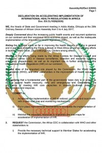 Declaration accelerating implementation IHR Africa EN