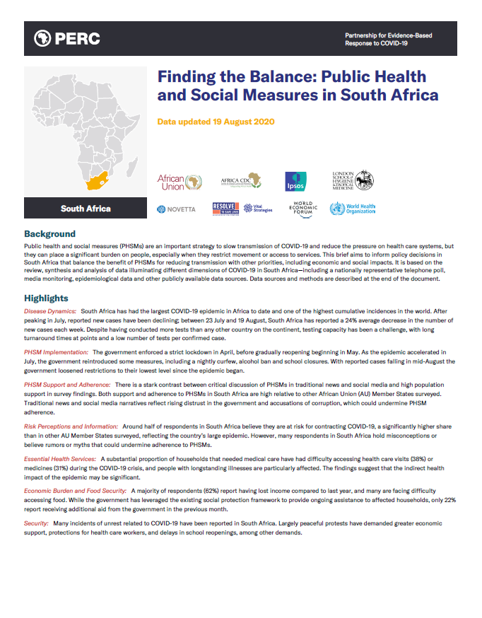 Finding The Balance Public Health And Social Measures In South Africa Africa Cdc